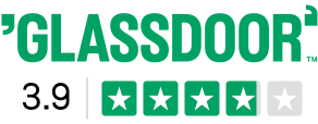 Glassdoor rating 3.9 stars logo