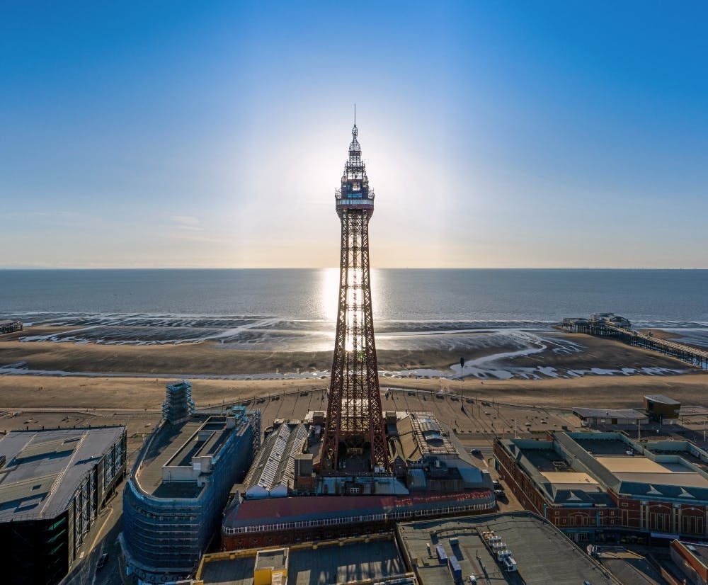 Image of Blackpool tower on a sunny day with the sea in the background